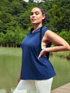 SHEIN Leisure Plus Cut Out Back Hooded Sports Tank Top -Gym Chic Wear 1689150396b7f94399a8bf689aa7d487837d083867 thumbnail 405x552