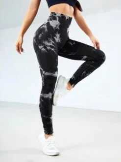 Tie Dye Textured Women's Athletic Yoga Leggings -Gym Chic Wear 16891513897c29f231bc8bf31d26e5f4e4d140aa87 thumbnail 405x552