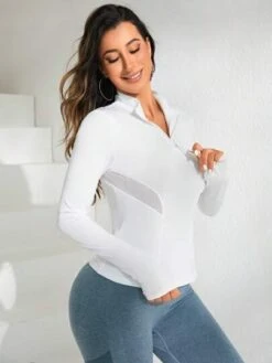 Half Zip Thumb Holes Sports Sweatshirt -Gym Chic Wear 16892114975947dd134626881bdfed50d4f3802d8d thumbnail 405x552