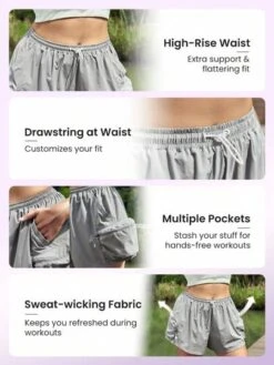 SHEIN Leisure Plus Drawstring Waist Sports Shorts With Phone Pocket -Gym Chic Wear 16892358930b6ad606dd5207b0337c0f3490098a10 thumbnail 405x552