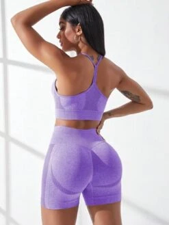 Seamless Solid Bra With Biker Shorts Sports Set -Gym Chic Wear 168924199859f039d59898c050c419084a375e0e00 thumbnail 405x552