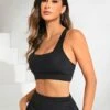 Solid Racer Back Sports Bra -Gym Chic Wear 16892974628431b74a069c72db1dd7f9897be689c8 thumbnail 405x552