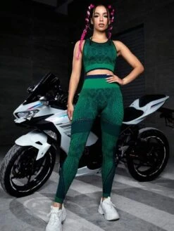 Polka Dot Print Wide Waistband Sports Set -Gym Chic Wear 16893017285a1da34e57eaa16fdc904198f4e99955 thumbnail 405x552