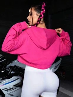 Slogan Graphic Drop Shoulder Crop Hoodie