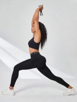 Letter Graphic Wide Waistband Sports Leggings With Phone Pocket -Gym Chic Wear 168931768874bff41260825eb4b570abaed35b6027 thumbnail 405x552