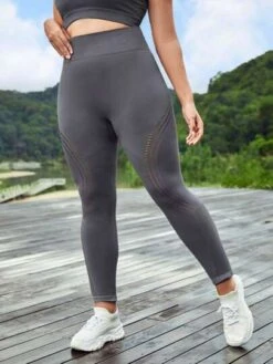 SHEIN Leisure Plus Seamless High Stretch Hollow Out Wideband Waist Sports Leggings -Gym Chic Wear 1689319197ccc3266f93b6ebcac34ef33643f0e587 thumbnail 405x552