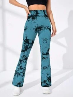 Tie Dye Wide Waistband Flare Leg Sports Pants -Gym Chic Wear 1689322318a523ebdf1283f9584033108de7bffc0d thumbnail 405x552