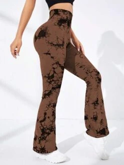 Tie Dye Wideband Waist Flare Leg Sports Pants -Gym Chic Wear 16893223340b0b809af3375e0b7284671751daac74 thumbnail 405x552