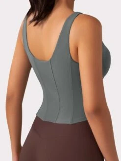 VUTRU Women's Fashion Boned Corset Sports Bra With Chest Pad