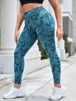 Plus Tie Dye Wideband Waist Sports Leggings -Gym Chic Wear 16894205489d9f3c1fbfbe4ab95810287b5047c017 thumbnail 405x552