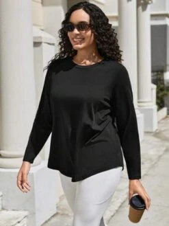 Plus Geo Print Sports Tee -Gym Chic Wear 168942100453df8109244e2c845045d8dd0a4b1e31 thumbnail 405x552