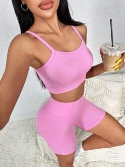 Seamless High Stretch Sports Bra With Biker Shorts Sports Set -Gym Chic Wear 16894270321c54bd3767c8ac20a6f3024ce1e0f723 thumbnail 405x552