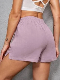 Drawstring Waist Split Hem Sports Shorts