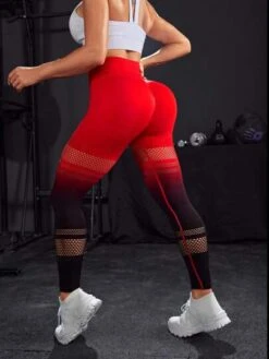 Ombre Hollow Out Tummy Control Sports Leggings