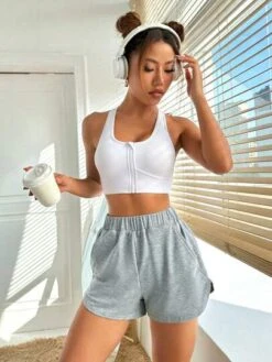 Solid Slant Pocket Sports Shorts -Gym Chic Wear 16896514274a1c96a858e05d2b8b7b56defed8c347 thumbnail 405x552