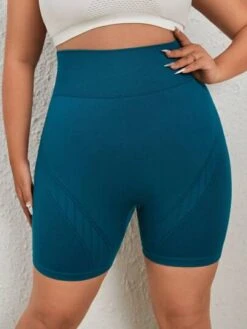 Plus Solid Wideband Waist Sports Biker Shorts -Gym Chic Wear 16897301897dca4d36a90475097f1fe0486decbd99 thumbnail 405x552