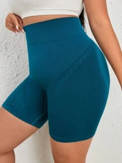 Plus Solid Wideband Waist Sports Biker Shorts -Gym Chic Wear 16897301915cf0ed9ecc2fd2a264ecc6a66d2bb07b thumbnail 405x552