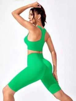 Solid Sports Bra & Biker Shorts