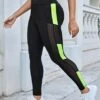 Plus Contrast Mesh Insert Wideband Waist Sports Leggings -Gym Chic Wear 1689838170aa3c5d0b385ac154853fdca8900365bb thumbnail 405x552