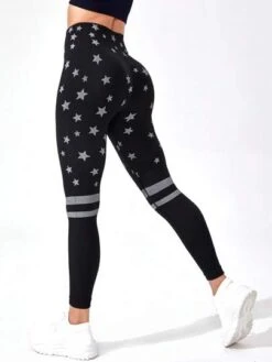 Star Print Wideband Waist Sports Leggings