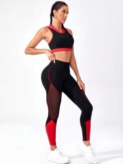 Colorblock Contrast Mesh Sports Set -Gym Chic Wear 16898449682b974e6749e71350e1bfeb8bd62a996b thumbnail 405x552