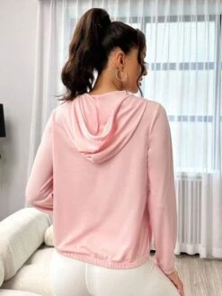 Half Zip Drawstring Sports Hoodie