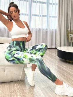 Tie Dye Wideband Waist Sports Leggings -Gym Chic Wear 16898461542ec9ad7e4c97e9df2b49e89182a7a6d8 thumbnail 405x552