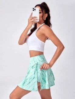 Tie Dye Knot Side Sports Skort -Gym Chic Wear 168984616057f7f94de73db1832bc2e257feae1d85 thumbnail 405x552