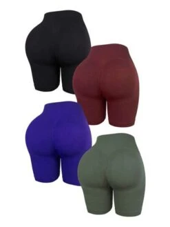 4pcs Wideband Waist Sports Biker Shorts