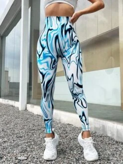 Graphic Print Wide Waistband Sports Leggings