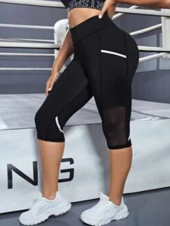 Plus Contrast Mesh Sports Leggings -Gym Chic Wear 16900413796815bc832bcb5c1b08e7a1a72aa9dcb9 thumbnail 405x552