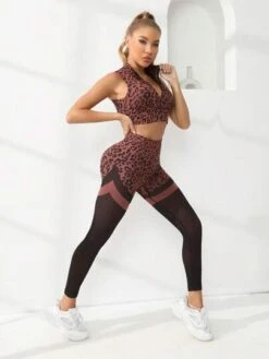 Leopard Print Zip Up Sports Set -Gym Chic Wear 16901704489f5d1284a35c7e74624147ab4ddff885 thumbnail 405x552