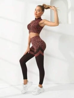 Leopard Print Zip Up Sports Set -Gym Chic Wear 1690170451e919dc9cd7068805c33e7a203512429b thumbnail 405x552