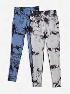 2pcs Tie Dye Wideband Waist Sports Leggings -Gym Chic Wear 169017090834701bd35460ec2141158251f253e02d thumbnail 405x552
