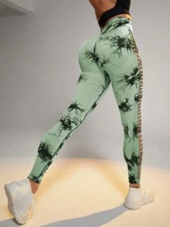Tie Dye Ladder Cut Out Side Seamless Sports Leggings