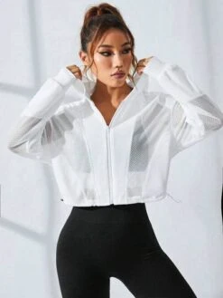 Hollow Out Zip Up Hooded Sports Jacket -Gym Chic Wear 16902625736b2a9aa900f1f8be1fe66040d03eb0eb thumbnail 405x552