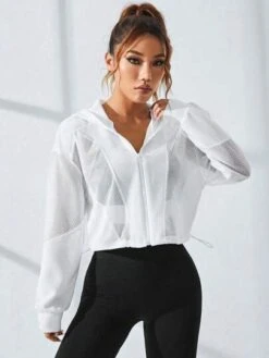 Hollow Out Zip Up Hooded Sports Jacket -Gym Chic Wear 169026257661d3c6490d64f84a45b662de061ef670 thumbnail 405x552