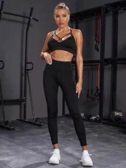 Solid Super Crop Sports Hoodie & Sports Bra & Leggings -Gym Chic Wear 1690278479dd31795216a0e7298db4563708f35511 thumbnail 405x552