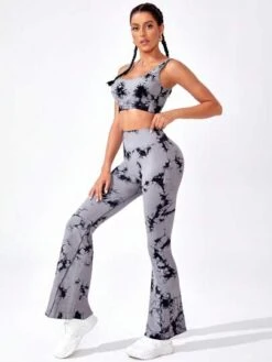 Tie Dye Sports Bra & Flare Leg Pants -Gym Chic Wear 16902814189a102344ad572e2d28d4aae45112efd2 thumbnail 405x552