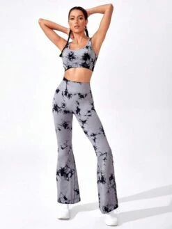 Tie Dye Sports Bra & Flare Leg Pants -Gym Chic Wear 16902814210f8030313fa33f81b22a8af7bdcbdac6 thumbnail 405x552