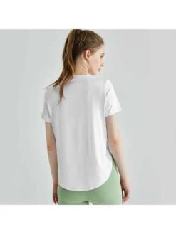 Women's Short Sleeve Yoga Top, Loose Fit, With Curved Slit Hem For Running And Quick-drying -Gym Chic Wear 1690297210d7c9ff055680049bbb279362830ed133 square thumbnail 405x552