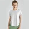 Women's Short Sleeve Yoga Top, Loose Fit, With Curved Slit Hem For Running And Quick-drying -Gym Chic Wear 1690297210dd5100d525c001a142af07133881b38c square thumbnail 405x552