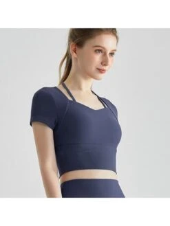 Women's Athletic Sports Short Sleeve T-shirt With Built-in Bra, Tight Waistline For Activities Such As Running And Yoga -Gym Chic Wear 1690297883fd6b0151772554c1e772845e8c6c6db2 square thumbnail 405x552