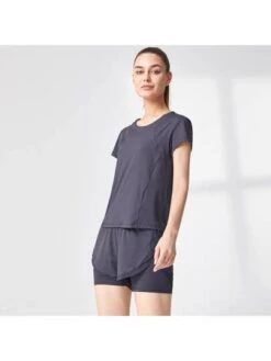 Women's Yoga Top Short-sleeved Summer Outfit, Quick-drying T-shirt With Mesh Patchwork Design, Can Be Worn Outside And Inner Wear, Slim Fit