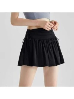 Summer Yoga Skirt Fake Two Pieces With Drawstring & Pleated Design, Quick Dry & Cooling Tennis Skirt For Women -Gym Chic Wear 1690339804e9a3703cbbf582b03b27d7801a00b378 square thumbnail 405x552