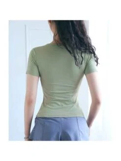 Summer Breathable Short Sleeve Yoga Top For Women, High Elasticity Running Quick-drying Fitness Tight T-shirt -Gym Chic Wear 1690355588be228f23fcf013dd3d88516df7bb008c square thumbnail 405x552