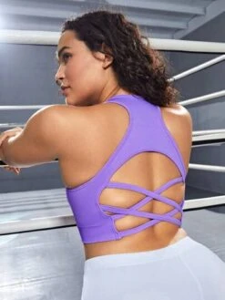 Plus Solid Racer Back Sports Bra