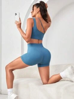 One Shoulder Sports Bra & Shorts -Gym Chic Wear 16903650319494a465ffc441a0fbe4df6e24333f1a thumbnail 405x552