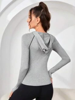 Drawstring Hooded Sports Jacket