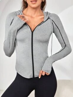 Drawstring Hooded Sports Jacket -Gym Chic Wear 16903670344b75c43f0eebf51d2b6a8279a083fac5 thumbnail 405x552